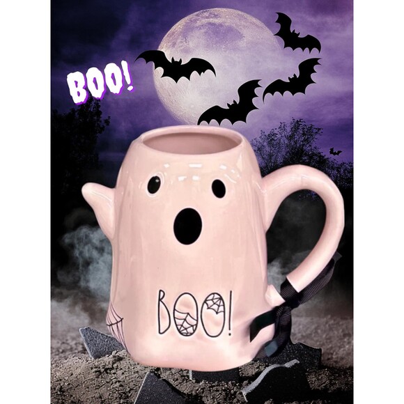 NWT Rae Dunn Pink BOO GHOST MUG 2024 Release - Picture 1 of 7